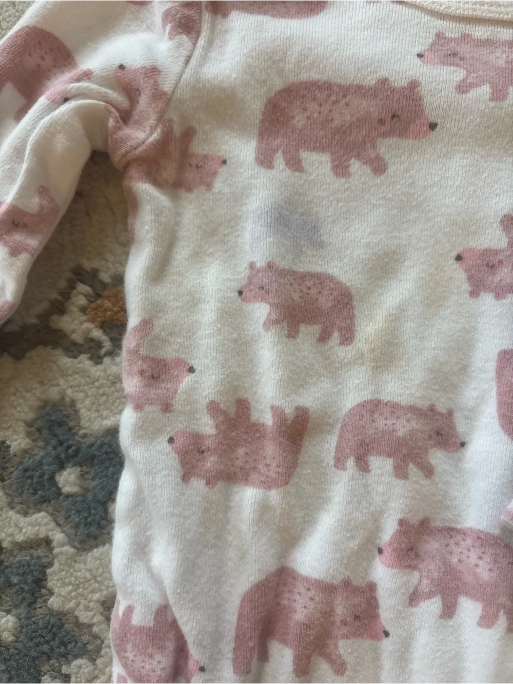 Carter's White Long-Sleeve One-Piece Bodysuits with Pink Bear & Dot Prints